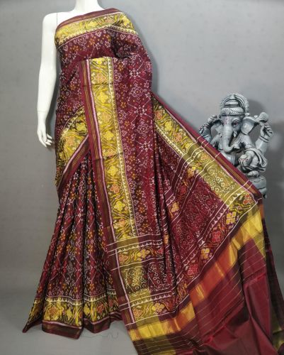 Pure Silk Ladies Maroon Ornate Pallu Saree