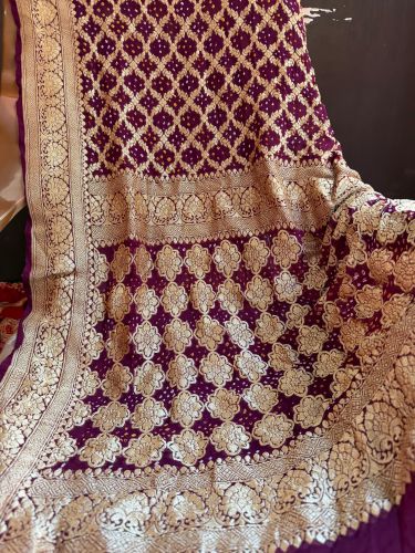 Ladies Zari Bandhani Georgette Saree Wedding, Festive, Formal