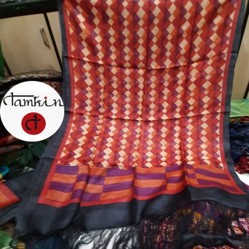 Womens Diamond Stripe Tussar Silk Stole Festive, Ethnic, Formal