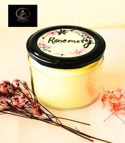 Wax Aroma Glass Jar Candle, Color : Yellow