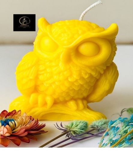 Decorative Scented Owl Wax Candle, Color : Yellow