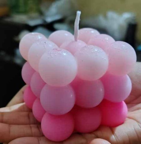 Bubble Cube Soy Wax Scented Candle, Color : Pink