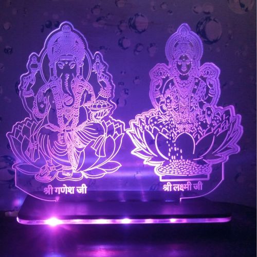 Samyaka Ganesh Ji Laxmi Ji 3d Creative Visualization Lamp
