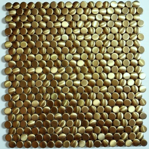 3D Penny Round 15mm Titanium Gold Metal Mosaic Tile