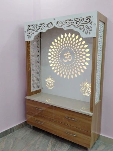 Wood Pooja Unit, Color : Brown, White For Home Decor