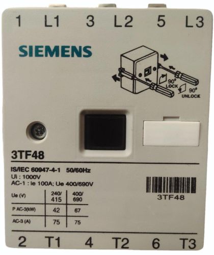 3TF48-75A Siemens Contactor, Voltage : 230V for Electric Fitting