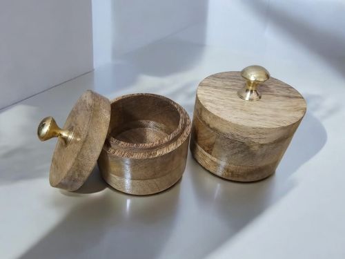 Plain Polished Wooden Kitchen Jar, Color : Brown