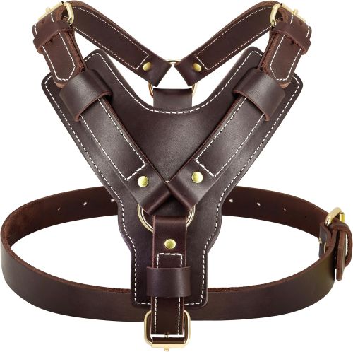Brown finish Leather Dog Harness