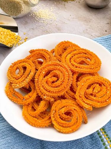 Rice Flour Murukku, Color : Golden Brown Small for Snack
