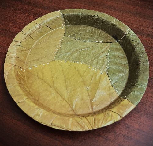 Paper Sal Leaf Tiffin Plate 8 Inch, Color : Brown for Party, Pooja