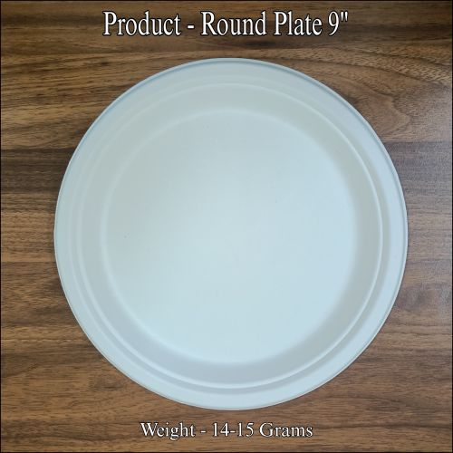 Bagasse Disposable Plate 9inch, Color : Natural