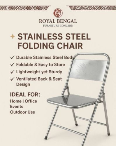 Polished SS Foldable Chair, Color : Silver, Weight : 5-10kg