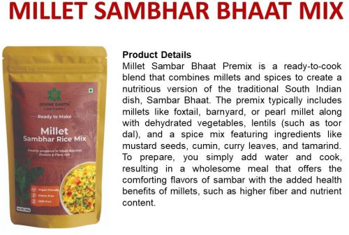 Millet Sambhar Bhaat Premix, Color : Brown, Creamy Dried