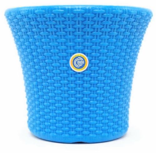 Dotted Polished Plastic Plant Pots, Color : Blue