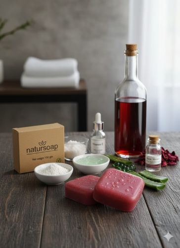 Handmade Red Wine Rose Soap, Shape : Rectangular