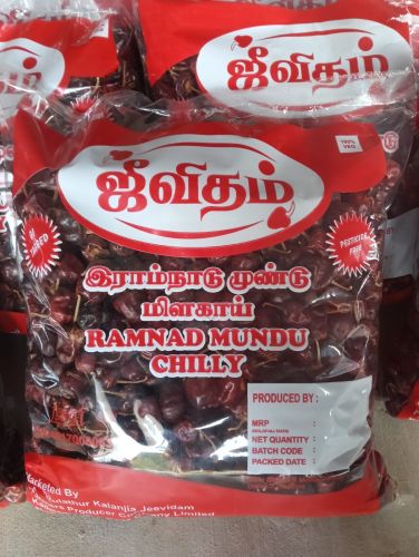 Jeevidam Ramnad Mundu Dry Red Chilli, Packaging Size : 5-25kg