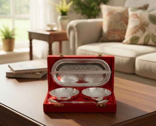 Brass Silver Plated Bowl Set, Brand Name : Metals Bazar