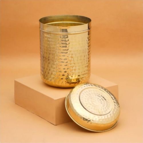 Pure Brass Hammered Storage Container, Brand Name : Metals Bazar