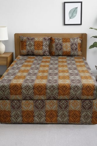 Fitted Bedsheet Glaced Cotton Multisizes Printed for Home