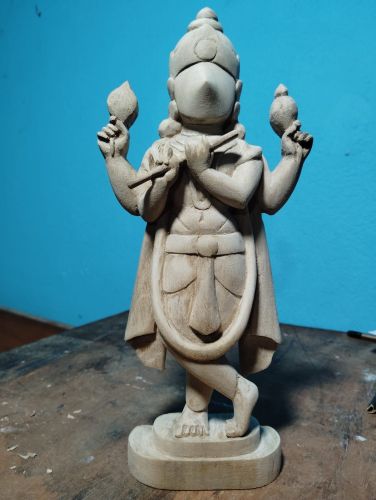 Plain Non Polsihed Wooden Statues, Color : Light Brown Antique