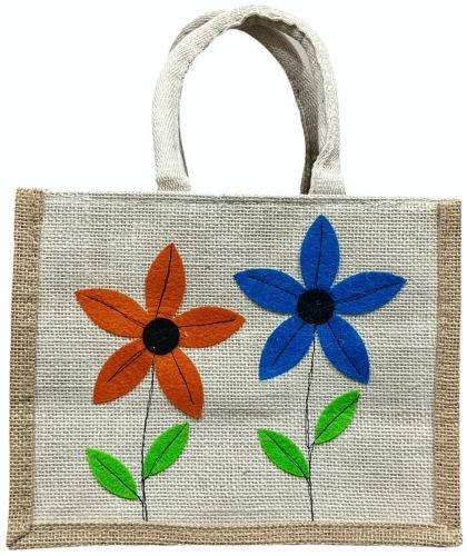 Jute Patchwork Tote Bag, Color : Multicolor for Everyday, Shopping