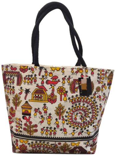 Kalamkari Printed Office Jute Bag, Color : Multicolor