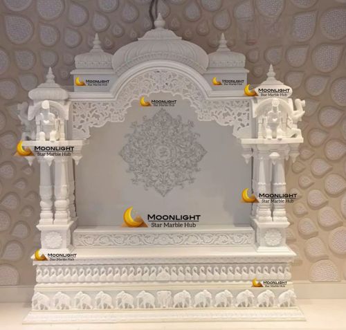 Plain Polished Luxury White Marble Temple Multisize for Home, Office