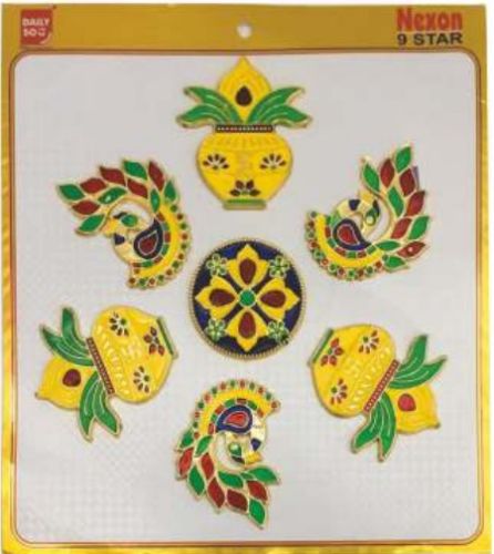 Printed Minakari Diwali Stickers, Color : Yellow for Decoration Use