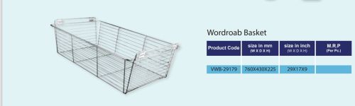 Metal Wire Wardrobe Basket, Color : Silver