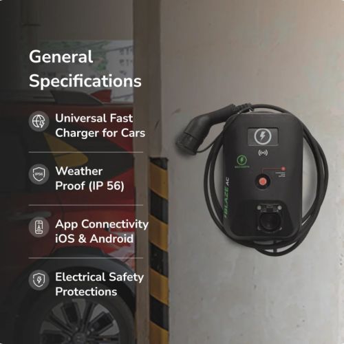 Boltearth Blaze AC 4-Wheeler Ev Chargers, Color : Black for Industrial
