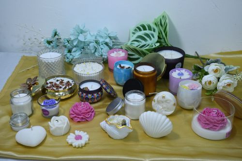 Printed Glossy Scented Candles, Color : Multicolor