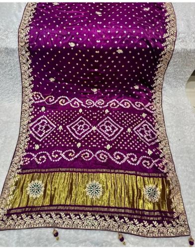 Pure Gaji Silk Gota Patti Work Saree