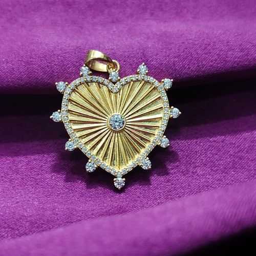 Plain Heart 14k Gold Pendant, Color : Yellow Party Wear