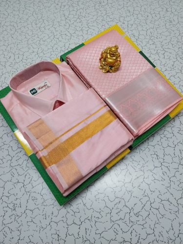 Silk Plain Couple Combo Set, Color : Pink