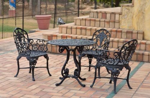 Polished Wrought Iron Table, Color : Black