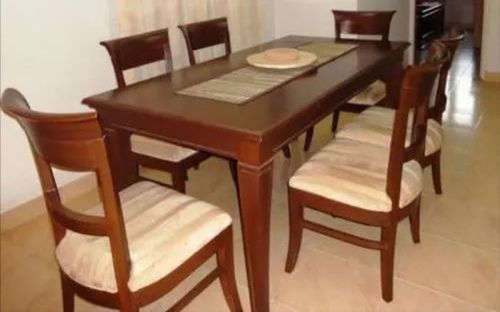 Six Chair Brown Table Dining Set