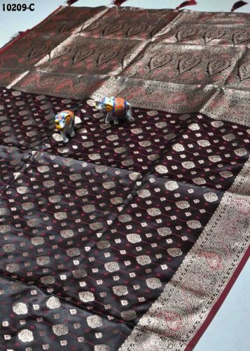 Darkmaroon Color Excellent Banarasi Silk Saree Traditional Wear