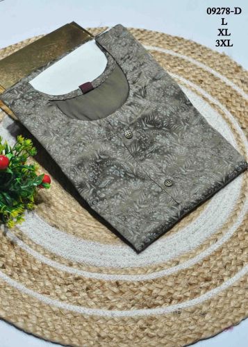 Duskbrown Color Satin Cotton Readymade Kurti Casual