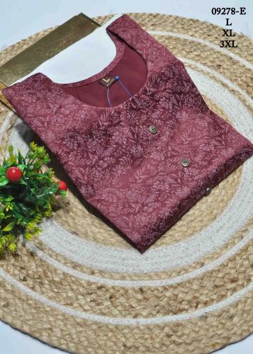 Maroon Color Satin Cotton Readymade Kurti Casual