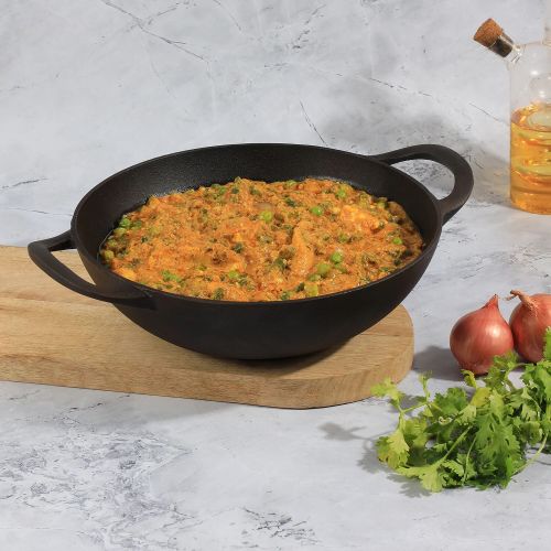 Kraft Infinity Pre-Seasoned Cast Iron Kadai, Color : Black for Home
