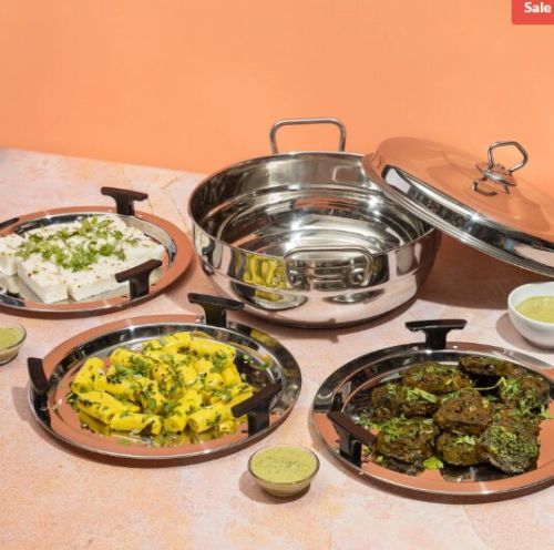 Aluminium Vinod Stainless Steel Multi Kadai, Color : Silver