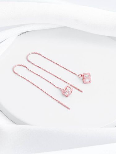 925 Silver Rose Gold Cubic Crystal Earrings