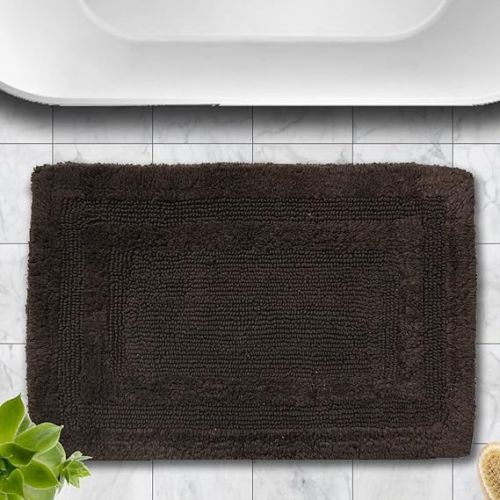 Reversible Cotton Rectangle Bath Mats, Color : Dk.coffee 40x60 Cm