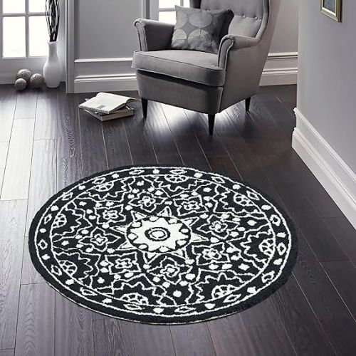Tufted Round Wool Carpet 3 Ft. Anitque for Office, Hotel, Home