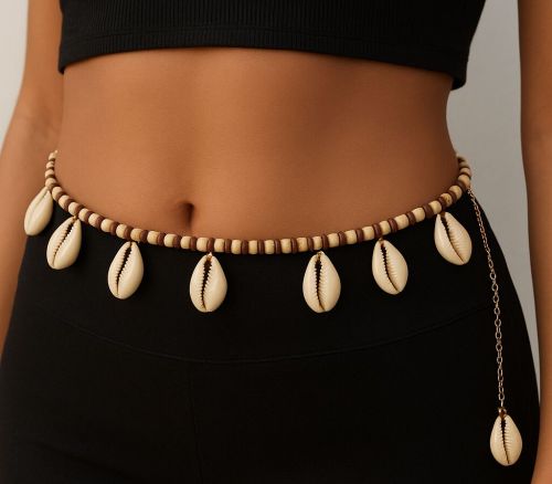Handcrafted Cowrie Shell Beaded Waist Chain, Brand Name : NIPSTec
