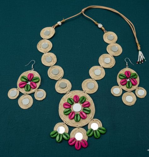 Handmade Jute & Shells Necklace Set, Brand Name : NIPSTec