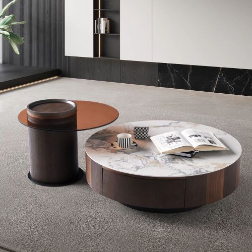 Alaska Marble Glass Top Iron Metal Base Center Table