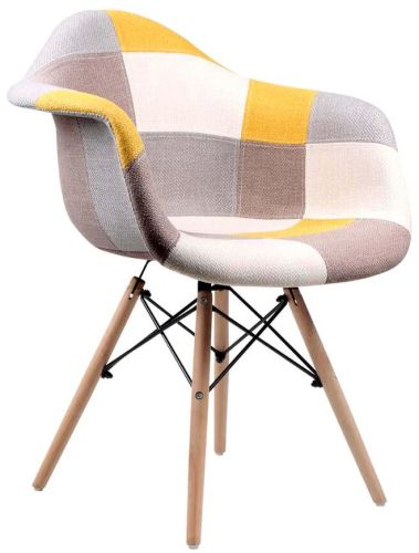 Armrest Patchwork Lounge Chair - Yellow Modern
