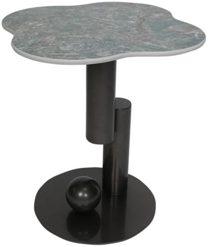 Frisco Side Table With Marble Top And Iron Base - Black