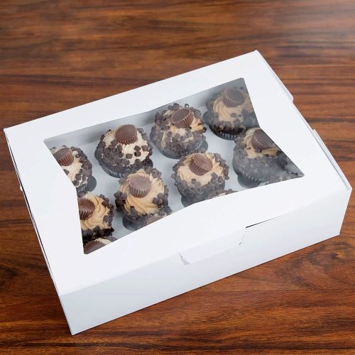 Cardboard Economy 12 Cupcake Box, Color : White